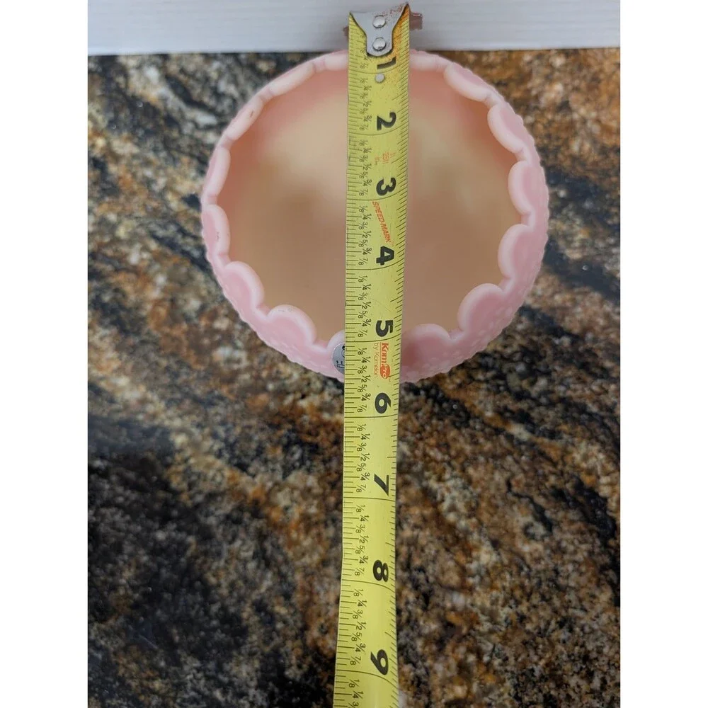 Pink Fenton Flower Burmese Glass Rose Bowl And Cabbage Compote MCM Uranium